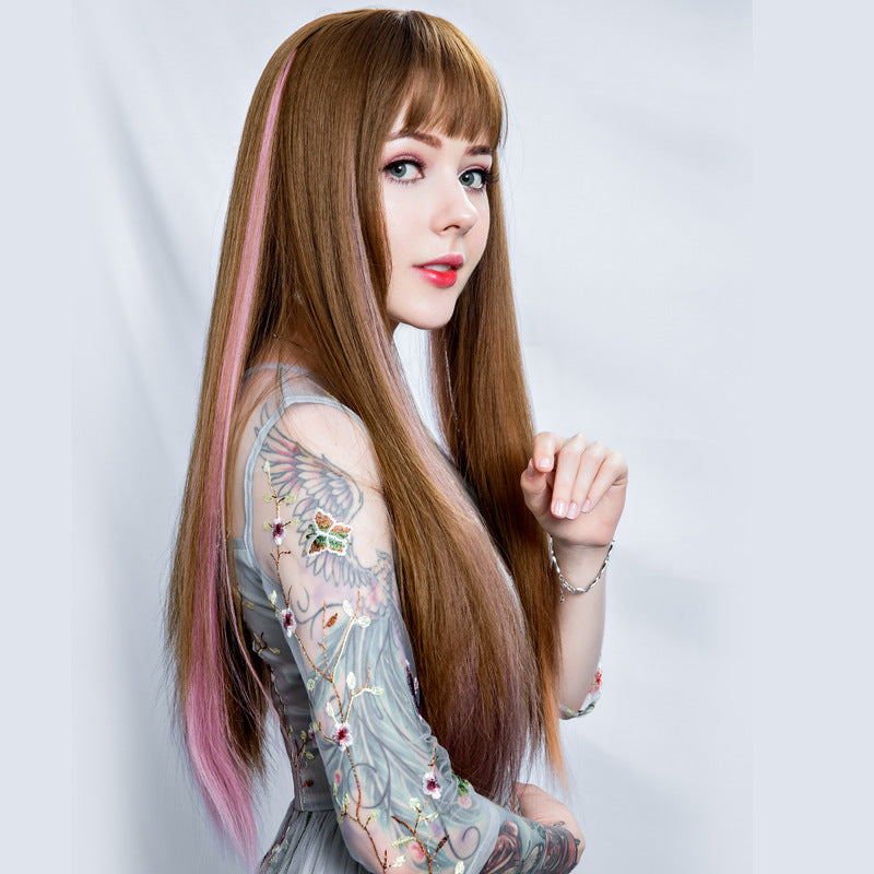 Gradiente de cabello largo al por mayor Invisible Natural de una pieza pelucas de peluca de pelo liso